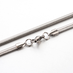 Нержавеющая Сталь Цвет Устойчивые к потускнению 304 ожерелья из нержавеющей стали в виде змеиной цепи, цвет нержавеющей стали, 17.7 дюйм (45 см), 4x2 мм