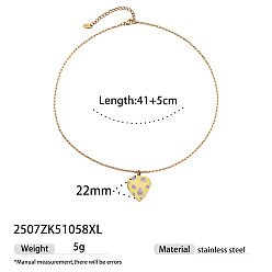 Yellow Summer Alloy Enamel Heart with Fruit Pendant Brass Cable Chain Necklaces, Golden, Yellow, 16.54 inch(42cm)
