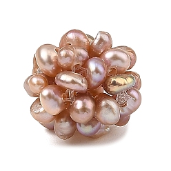 Prune Perles tissées de perles de culture d'eau douce naturelles, perles de cluster, ronde, prune, 10~11.5mm, Trou: 2mm
