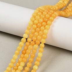 (932FM) Темно-синий аква-матовый с подкладкой Нити из натуральных бусин из пчелиного воска, круглые, темно-золотистые, 4 мм, отверстие : 0.5 мм, около 100~102 шт / нитка, 15.75''~16.02'' (40~40.7 см)