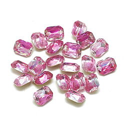 Роза Сделай сам указал назад k 9 стеклянные кабошоны со стразами, случайное цветное покрытие, блестящий лазерный стиль, граненые, прямоугольник восьмиугольник, роза, 8x6x4 мм