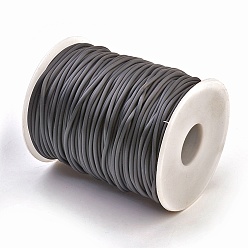 Black PVC Tubular Solid Synthetic Rubber Cord, No Hole, Wrapped Around White Plastic Spool, Black, 2mm, about 54.68 yards(50m)/roll