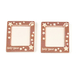 Верблюжий Непрозрачные кабошоны из смолы, квадрат со звездой и надписью «медвежонок», верблюжие, 38.8x34x6.2~7.1 мм