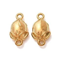 Real 18K Gold Plated 304 Stainless Steel Connector Charms, Flower Bud Links, Ion Plating(IP), Long-Lasting Plated, Real 18K Gold Plated, 12x6.5x2.5mm, Hole: 1mm