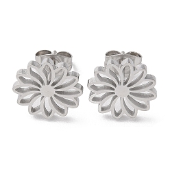 Нержавеющая Сталь Цвет Не тускнеют 304 серьги-гвоздики из нержавеющей стали, полые цветок, цвет нержавеющей стали, 11.5 мм