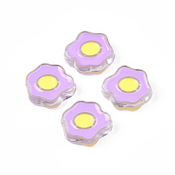 Violet Transparent Acrylic Beads, with Enamel, Poached Egg, Violet, 22x25x9mm, Hole: 3mm