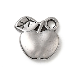Яблоко 304 подвески из нержавеющей стали, фруктовые прелести, цвет нержавеющей стали, яблоко, 14.5x14.5x4 мм, отверстие : 2.5 мм