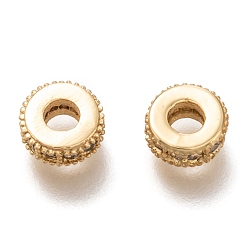 Золотой Латунные микропаве прозрачные кубические циркониевые подвески, без кадмия и без свинца, долговечный, Кольца, золотые, 6x2.5 мм