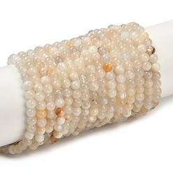White Moonstone Натуральный белый лунный камень бисер пряди, круглые, 4 мм, отверстие : 1 мм, около 90 шт / нитка, 15.35 дюйм (39 см)