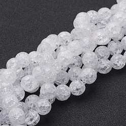 White Synthetic Crackle Quartz Beads Strands, 128 Facets, Round, White, 10mm, Hole: 1mm, about 40pcs/strand, 16 inch