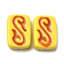 Золотистый Фарфоровые бусины ручной работы, прямоугольные, пастельный фарфор, золотые, 22.5~23.5x15.5~16.5x8.5 мм, отверстие : 1.5~1.6 мм