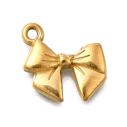 Настоящее золото 18K 304 прелести нержавеющей стали, очарование бантом, ионное покрытие (ip), реальный 18 k позолоченный, 12.5x13.5x2.5 мм, отверстие : 1.2 мм