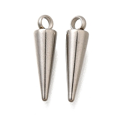 Нержавеющая Сталь Цвет 201 подвески из нержавеющей стали, конус прелести, цвет нержавеющей стали, 15x4 мм, отверстие : 1.8 мм