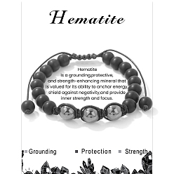 Немагнитные Гематит Регулируемые браслеты из синтетического немагнитного гематита и 10 мм из матового натурального драгоценного камня, плетеные бусины 8 мм для женщин и мужчин, внутренний диаметр: 2-3/8 дюйм (6 см)