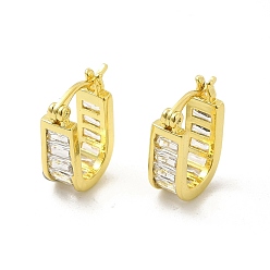Light Gold Овальные серьги-кольца из прозрачного циркония, украшения из латуни для женщин, золотой свет, 15x10x5 мм, штифты : 0.6~0.8x0.5 мм