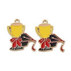 Другие Подвески из сплава с эмалью выпускного сезона, без кадмия, без никеля и без свинца, золотой свет, трофей, 28x23.5x1.5 мм, отверстие : 1.8 мм