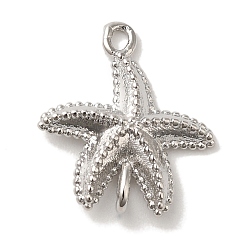 Платина Стойка покрытие латунь морская звезда соединитель подвески ссылки, без кадмия и без свинца, долговечный, платина, 16x12x3.5 мм, отверстия : 1.2 mm и 1.4 мм