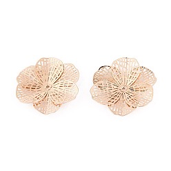Light Gold Шапочки и конусы для бусин, латунные, цветок, золотой свет, 25~25.5x23.5~24x4 мм, отверстие : 0.8~0.9 мм