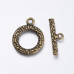 Антично-бронзовый и Голубо-патиновый Застежки тоггл, сплав, тибетский стиль , без никеля , античная бронза и синяя патина, 21x16.5x1.5 мм, отверстие : 2 мм