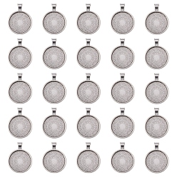 Античное Серебро Сеттинги для кулона(кабошонов), сплав, чашки безель с краями, DIY фурнитура для ювелиных изделий, античное серебро, лоток : 24.5 мм, 37x28x6.5 мм, отверстие : 6x4 мм