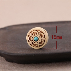 Weizen Pappelholzperlen, mit synthetischen Türkis, Weizen, 15x10 mm