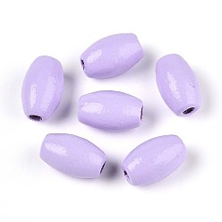 Лиловый Окрашенные распылением деревянные бусины Schima, рис, сирень, 9.5~10x6~6.5 мм, отверстие : 1.8~2 мм