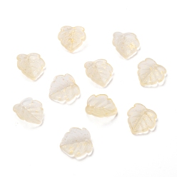 Золотистый Прозрачные стеклянные подвески, клубничный лист, матовые, золотые, 15x14x4 мм, отверстие : 1 мм