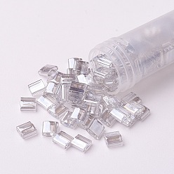 (TL1881) Transparent Silver Gray Gold Luster MIYUKI TILA Beads, Japanese Seed Beads, 2-Hole, (TL1881) Transparent Silver Gray Gold Luster, 5x5x1.9mm, Hole: 0.8mm, about 5900pcs/500g