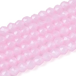 Бледно-Розовый Стеклянные бусины, имитация нефрита , круглые, граненые, розовый жемчуг, 2x2 мм, отверстие : 0.6~0.8 мм, около 173~182 шт / нитка, 13.58~14.37'' (34.5~36.5 см)