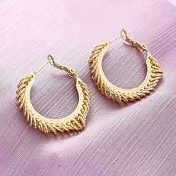 Настоящее золото 18K Латунные серьги обруча, без свинца и без кадмия, долговечный, стойки покрытие, реальный 18 k позолоченный, 30x6x28.5 мм