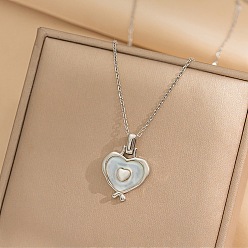 Нержавеющая Сталь Цвет Сердце 304 ожерелья из нержавеющей стали с подвеской кошачий глаз для женщин, цвет нержавеющей стали, 15.94 дюйм (40.5 см)