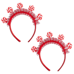 Красный Тканевые резинки для волос в виде леденцов для женщин и девочек, с марлей, красные, 180x188x11.5 мм