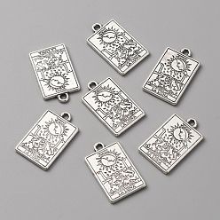 Antique Silver Zinc Tibetan Style Alloy Pendants, Antique Silver, Rectangle with Tarot Cards Pattern, Antique Silver, 23x14x1.5mm, Hole: 1.8mm