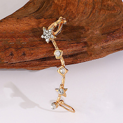 Золотой Серьги-клипсы в форме сердца из сплава со стразами и кристаллами для женщин, золотые, 46 мм