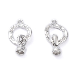 Plaqué Platine Véritable Placage en rack fermoirs rabattables en laiton, sans cadmium et sans nickel et sans plomb, plaqué longue durée, Platine plaqué, 24x13x2~5.5mm, Trou: 1.8mm