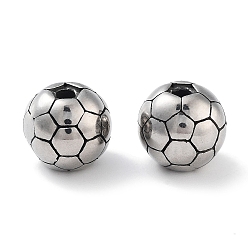 Античное Серебро 304 из нержавеющей стали бусы, спортивный мяч, футбол, античное серебро, 9.5x8.5 мм, отверстие : 1.8 мм