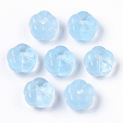 Licht Himmel blau Transparente sprühlackierte Glasperlen, Nachahmung Gelee, Blume, Licht Himmel blau, 10x10x6.5 mm, Bohrung: 0.9 mm