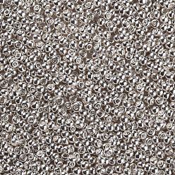 Silver 11/0 Grade A Round Glass Seed Beads, Dyed, Silver, 2.3x1.5mm, Hole: 1mm, about 48500pcs/pound