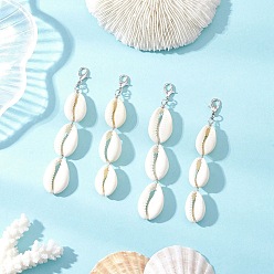 Платина Подвески из натуральных смешанных ракушек каури, со сплавочной фурнитурой, оболочка, платина, 80~90 мм