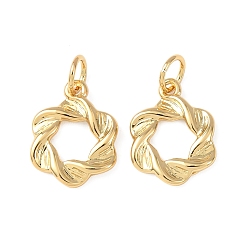 Настоящее золото 18K Латунные подвески, кольцо прелести, без кадмия и без свинца, стойки покрытие, долговечный, с целью перехода в кольце, реальный 18 k позолоченный, 13.5x10.5x2 мм, отверстие : 3.5 мм