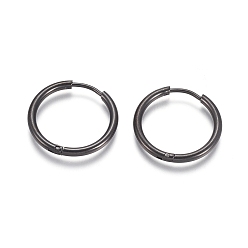 Electrophoresis Black 304 Stainless Steel Huggie Hoop Earrings, Hypoallergenic Earrings, with 316 Surgical Stainless Steel Pin, Electrophoresis Black, 12 Gauge, 20x2mm, Pin: 1mm, Inner Diameter: 16mm