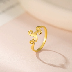 Настоящее золото 18K 304 палец кольца из нержавеющей стали, трискелион, реальный 18 k позолоченный, 9.5 мм, внутренний диаметр: 17.8 мм