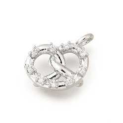 Платина Латунные микро проложить кубического циркония подвески, брезенские чары, платина, 15x10x4 мм, отверстие : 2x2.6 мм
