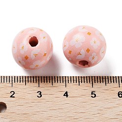 Rose Brumeux Bois perles européennes, Perles avec un grand trou   , fleur, rose brumeuse, 15.5~16x14.5mm, Trou: 4mm