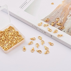 Золотой Карабин-лобстер из цинкового сплава, золотые, 12x6 мм, отверстия: 1.2 мм, 100 шт / коробка