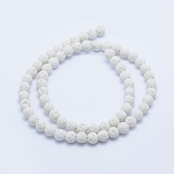 Lava Rock Natural Lava Rock Beads Strands, Round, 8mm, Hole: 1mm, about 50pcs/strand, 15.75 inch(40cm)