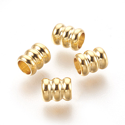 Золотой 304 из нержавеющей стали бусы, рифленая колонна, золотые, 6x5 мм, отверстие : 3.3 мм