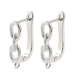 Platinum SHEGRACE Brass Hoop Earring Findings, with Loop, Cadmium Free & Lead Free & Nickel Free, Platinum, 20x12x5mm, Hole: 1.4mm, Pin: 1mm