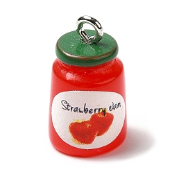 Красный Непрозрачные подвески из искусственной смолы, подвески-джемы с железными петлями с платиновым покрытием, красные, 17.5x11 мм, отверстие : 1.8 мм