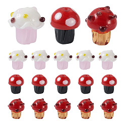 (52) Непрозрачная лаванда 18 шт 3 стиль ручной работы бусины лэмпворк, гриб, разноцветные, 14~16x12.5~16x12.5~16 мм, отверстие : 1.2~1.6 мм, 6 шт / стиль